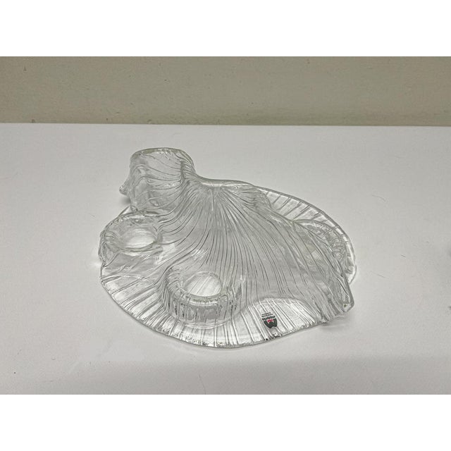 Glass candlestick by designer Pertti Kallioinen for Muurla, Finland. It is shaped like a ‘volcano’, playful, airy,...