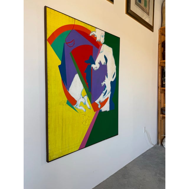 Large Vintage Helen Stein Colorful Expressionist Abstract Acrylic on Canvas Painting – Signed For Sale - Image 4 of 12