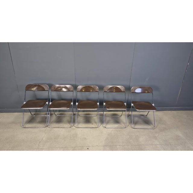 Mid-Century Modern Vintage Plia Folding Chairs by Giancarlo Piretti for Castelli, 1970s, Set of 5 For Sale - Image 3 of 12