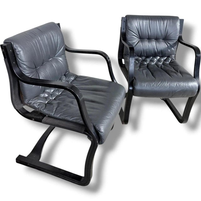 Vintage Lounge Chairs with Black Stained Frames from Esko Pajamies, Set of 2 For Sale - Image 6 of 8