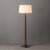 Mid-Century Modern Taper Floor Lamp - Dark Walnut Wood Finish, Weathered Brass, White Linen Shade, Dimmer For Sale - Image 3 of 10