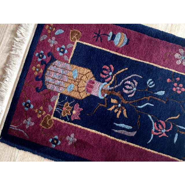 Canary Yellow Antique 1920s Art Deco Chinese Rug 2.1' X 4.3' (64cm X 131cm) For Sale - Image 8 of 9