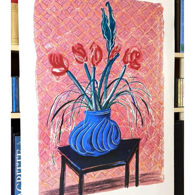 Paper David Hockney Amaryllis in Vase Large Original 1986 Swedish Exhibition Poster For Sale - Image 7 of 10