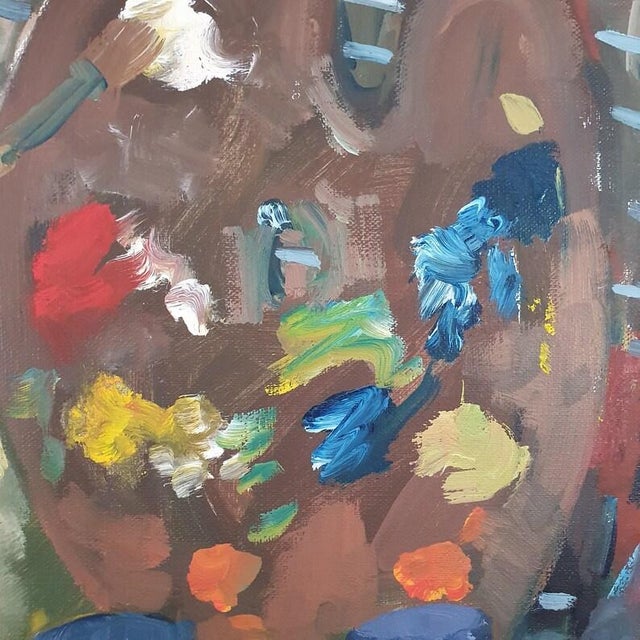 1950s Mid-Century Swedish Modernist Artist Studio Still Life Oil Painting by Uno Hubert Karlsson For Sale - Image 9 of 18