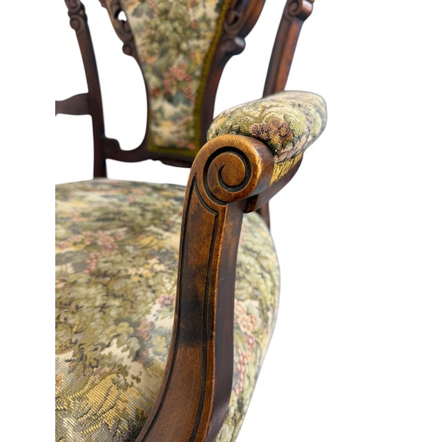 Forest Green Antique Mid-19th Century Victorian Parlor Armchair For Sale - Image 8 of 13
