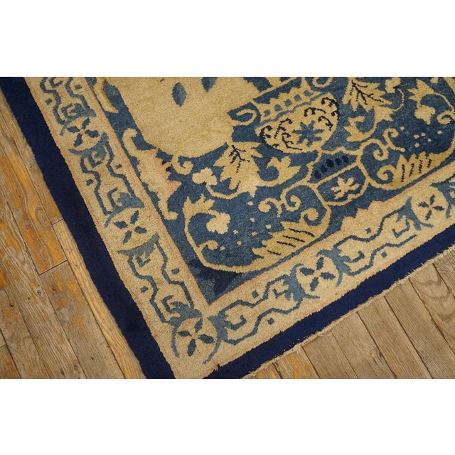 Textile 1920s Beige Floral Antique Chinese Peking Rug 3' 2'' X 4' 10'' Knotted Wool Carpet For Sale - Image 7 of 9
