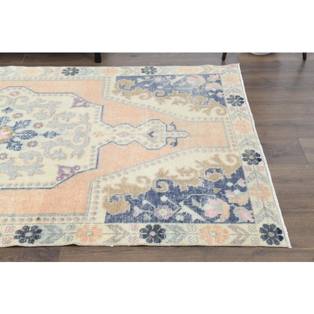 Orange Vintage Turkish Oushak Handmade Wool Cotton Orange Area Rug For Sale - Image 8 of 11