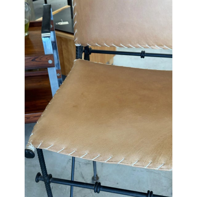 Ilana Goor Iron Leather Stool - A Pair For Sale - Image 10 of 12