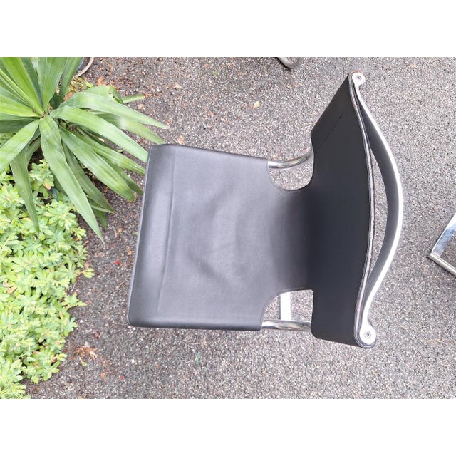 Model 920 Chairs in Chrome and Black Leather by Carlo Bartoli for T70, 1970s, Set of 6 For Sale - Image 12 of 18