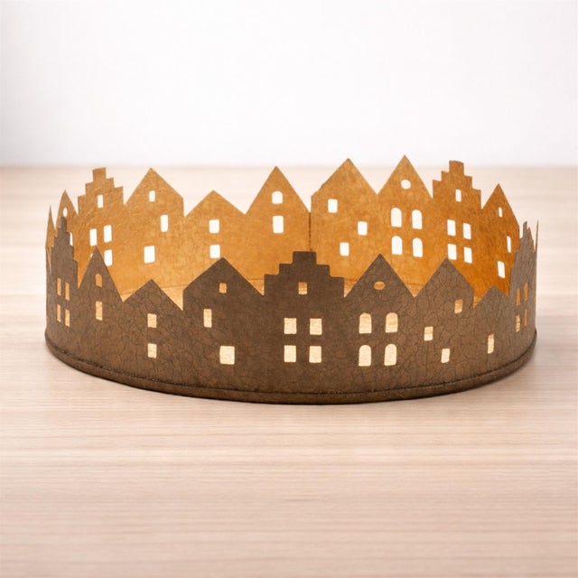 Kenneth Ludwig Chicago Cut Metal Village Candle Holder 9.75"D For Sale - Image 4 of 4