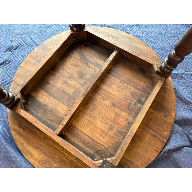 Antique Dutch Walnut Rough Sawn Round Table Early 20th C For Sale - Image 11 of 12