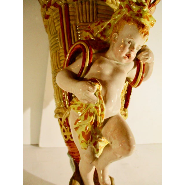 Richard Ginori 19th Century Ginori Majolica Wall Pocket For Sale - Image 4 of 10