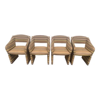 Set of 4 Postmodern Cantilever Upholstered Club Chairs, 1980s Modernist Style For Sale
