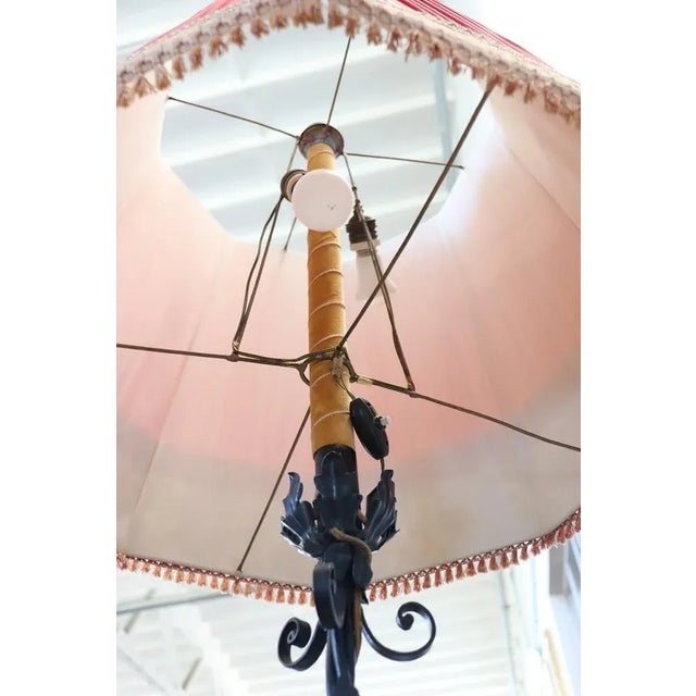 Metal Early 20th Century Art Nouveau Iron Floor Lamp, 1890s For Sale - Image 7 of 11