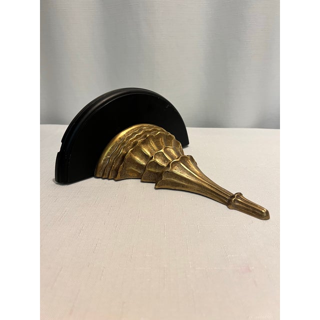 Mid-Century Modern Vintage Hollywood Regency Solid Brass & Ebonized Wall Bracket Shelf For Sale - Image 3 of 6