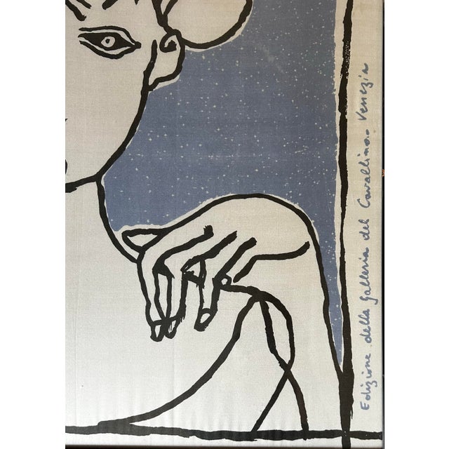Henri Matisse Vintage Framed Abstract Portrait of Woman Lithograph on Fabric by Franco Gentilini (1909-1981) For Sale - Image 4 of 8