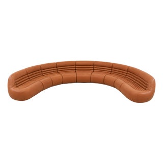 1978 Vintage Italian Leather 9-Piece Wedge/Curved Modules For Sale