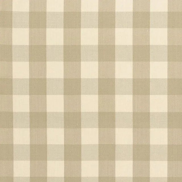 Contemporary Schumacher Camden Cotton Check Fabric in Beige For Sale - Image 3 of 3