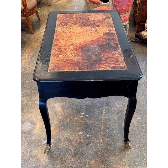Early 19th Century French Ebonized Bureau Plat With Leather Top For Sale - Image 14 of 16