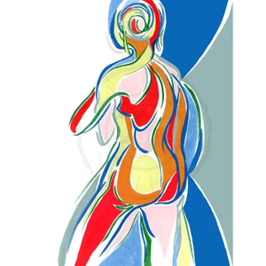 Abstract Moving Female Figure Sketch by Kathleen Ney