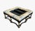 A grand and glorious square ebonized coffee table having an upholstered top section with an incredible pair of removable...