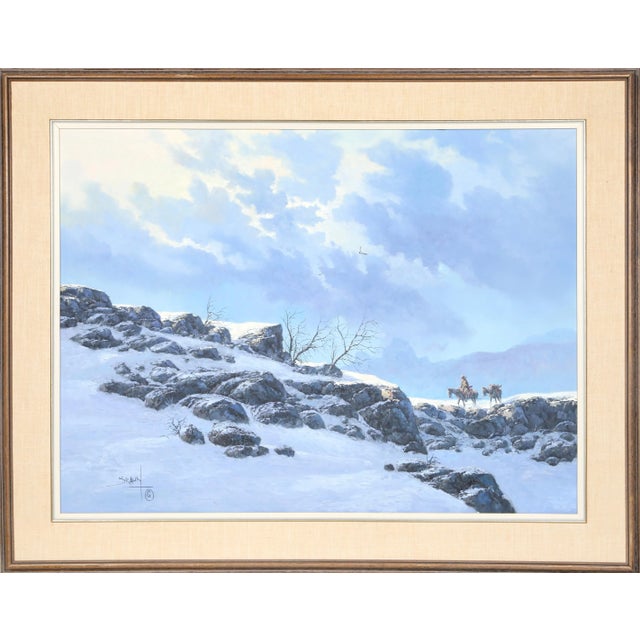 Jorge Braun Tarallo, Cowboy in Snowy Landscape, Oil on Canvas, Signed l.l. For Sale - Image 4 of 4