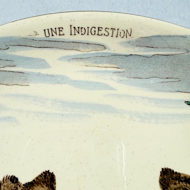 Sarraguemines 1900s Sarreguemines Benjamin Rabier Childs Plate, Un Indigestion For Sale - Image 4 of 8