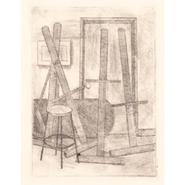 Traditional Easels Studio Interior Etching on Paper For Sale - Image 3 of 3