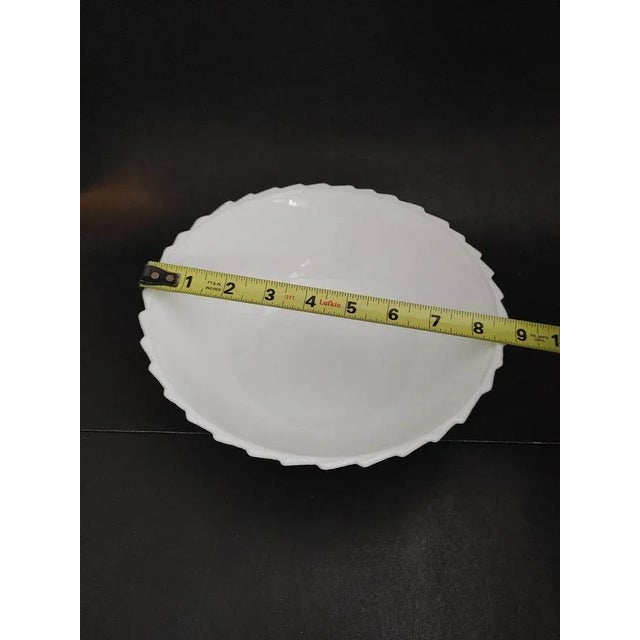 White Vintage Indiana Milk Glass White Basketweave Chip & Dip Bowl with Clip & Lid Nos For Sale - Image 8 of 10