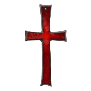 Red Glazed Ceramic Cross by Vandeweghe for Amphora, Belgium, 1960 For Sale