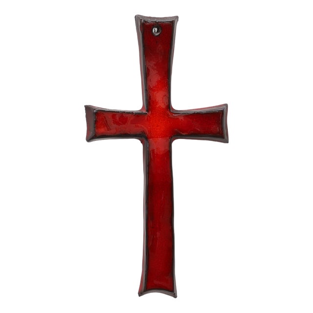 Red Glazed Ceramic Cross by Vandeweghe for Amphora, Belgium, 1960 For Sale