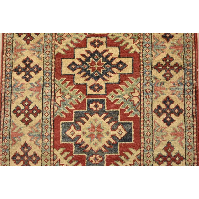Kazak Runner 2’3” X 4’11” Red Wool Tribal Hand-Knotted Oriental Rug For Sale In Philadelphia - Image 6 of 10
