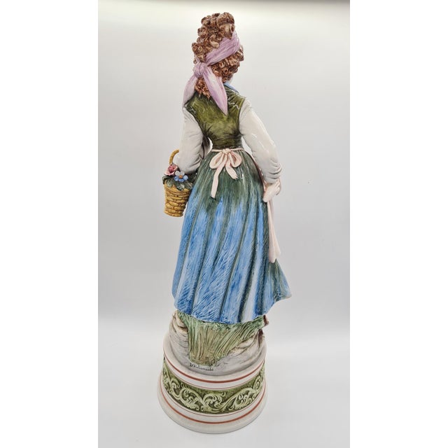 Figure of Woman Picking Flowers in Ceramic by D. Poloniato, 1980s For Sale - Image 6 of 12