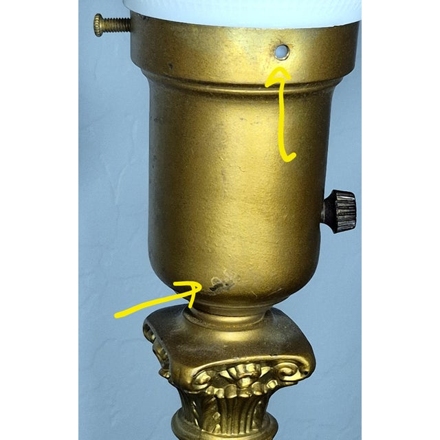 Vintage Neoclassical Rembrandt Brass & Onyx Torchiere Table Lamp For Sale - Image 9 of 11