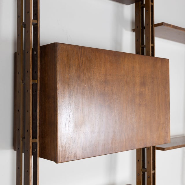 Vintage Italian Floor-to-Ceiling Oak Bookcase, 1960s For Sale - Image 11 of 15