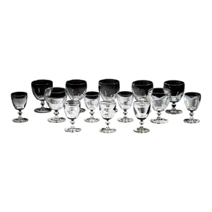 1980s Art Deco Steuben Crystal Wine Stems - Set of 14