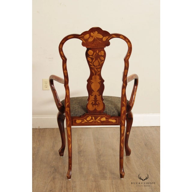 Wood Dutch Marquery Inlaid Mahogany Pair of Armchairs For Sale - Image 7 of 13
