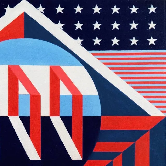 'Flag Medley' Circa 1970s; Pop Art, Americana, Modernist American Constructivist Oil For Sale - Image 4 of 8