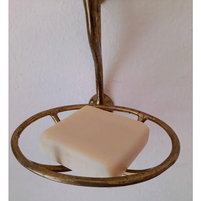 Brass Vintage Wall Mounted Antique Brass Soap Dish Cup Holder For Sale - Image 8 of 13