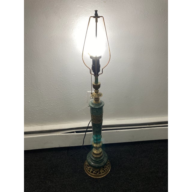 Japanese Bronze & Marble Column Table Lamps - a Pair For Sale - Image 13 of 13