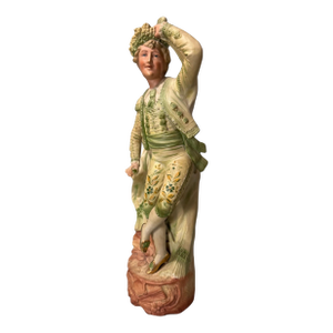 Antique Victorian Bisque Porcelain Figural Statue of a Gentleman