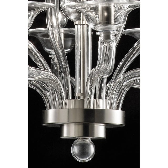 Luxury Transparent Murano Glass Chandelier – Modern Linear Design For Sale - Image 4 of 6