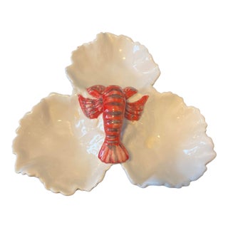 Vintage Deruta Majolica Lobster 3 Part Bowl For Sale