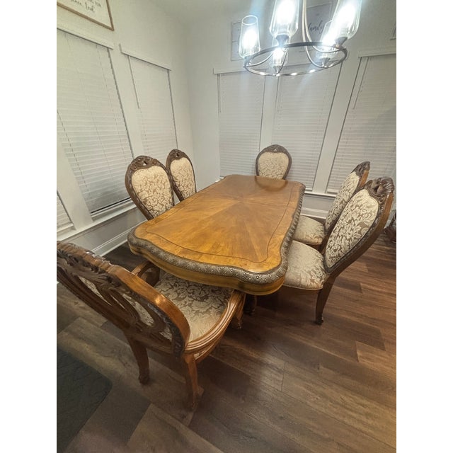Brown Designer Collection 6 Chairs Dining Room Set For Sale - Image 8 of 9