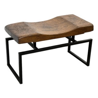 Rustic Live Edge + Contoured Bench Seat For Sale