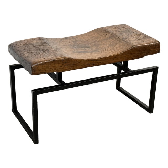 Rustic Live Edge + Contoured Bench Seat For Sale