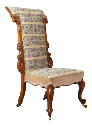 1840s Early Victorian Walnut Needlepoint Prie Dieu Chair