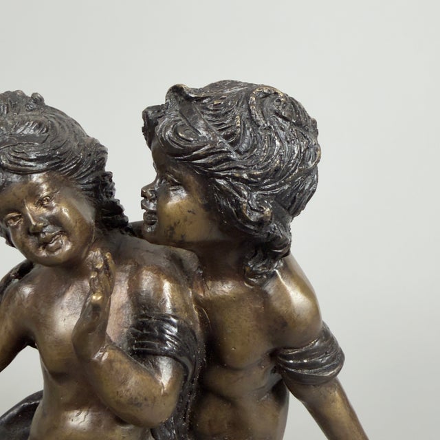 Brown Classical Style Bronze Sculpture of Children, 20th Century For Sale - Image 8 of 13