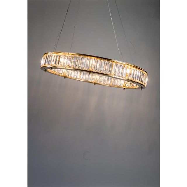 Satin Brass and Precision-Cut Austrian Crystal Chandelier by ZAVADSKI For Sale - Image 4 of 4