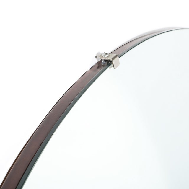 Art Deco Round Mirror With Walnut & Black Lacquer Half Border Detailing For Sale - Image 12 of 14